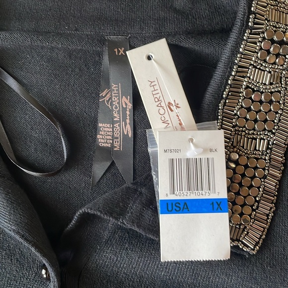 NWT Melissa McCarthy Long Sleeve Beaded Collar Cardigan - Picture 6 of 7